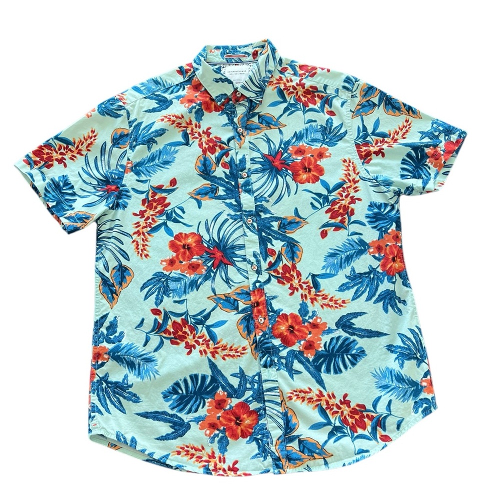 Denim‎ & Flower Tropical Floral Men's Shirt size Large